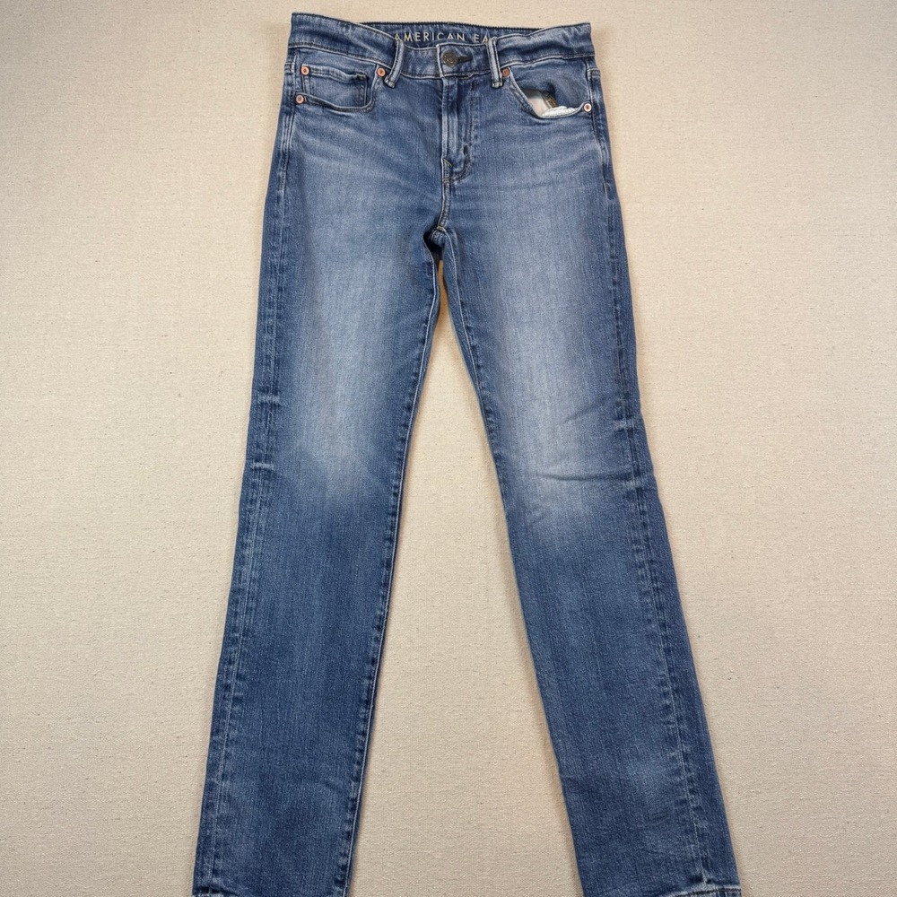 American Eagle 29x32 Slim Straight Jeans Mens Blue Medium Wash Stretch